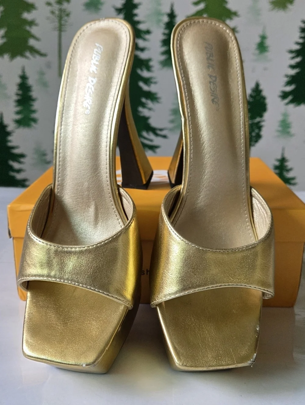 Public Desire Metallic Gold Platform Mules